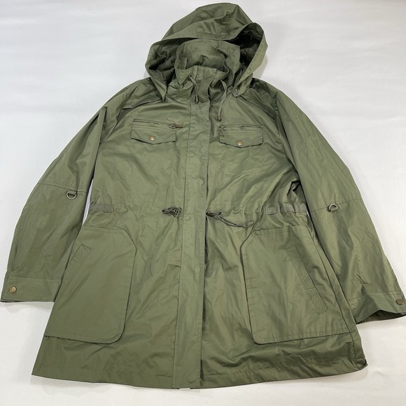 Yoki Jackets & Blazers - YOKI Jacket Coat Women's 3XL  Green Anorak Full Zip Hooded Drawstring Waist